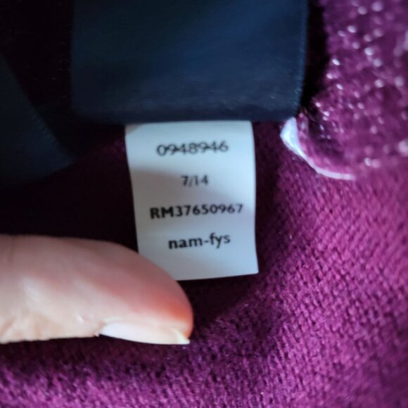 Tommy Hilfiger Merlot Knit Sweater Silver Metallic Womens M Ribbed Angled Collar - Picture 13 of 16